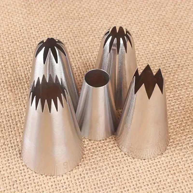 5pcs Large Stainless Steel Piping Tip Set - Seamless, Anti-Deform, Dishwasher Safe, Easy to Clean for Cookie & Cake Decorating (No Separate Purchase Needed for Cream Application), Baking