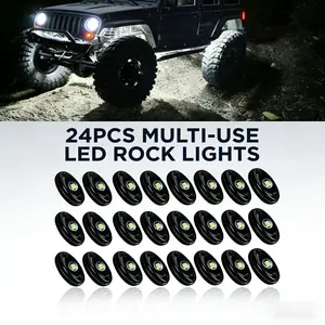 24X White LED Rock Lights | Ultra-Bright Underbody Glow Lamp Kit for Offroad SUV Pickup Truck | 12V Waterproof Trail Rig Rock Light Pods