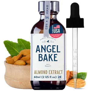 Angel Bake Almond Extract for Baking & Mixology - 100% Pure, Kosher, Keto Friendly, Vegan, Gluten-Free Essence with Latex-Free Dropper for Desserts, Beverages & Recipes