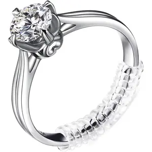 15 Pack Ring Size Adjuster - with 3 Sizes Clear Ring Sizer Adjuster for Loose Rings,Spiral Silicone Tightener Set,Invisible Ring Guards(Please See The Below Picture for The Steps) Adjustable