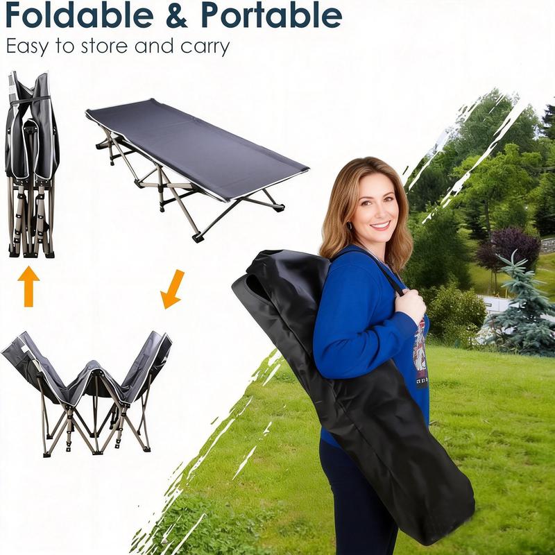 Portable Folding Outdoor Bed with Carry Bag for Adults Kids Heavy Duty Cot for Traveling Gear Supplier Office Nap Beach Vacation and Home Lounging for Courtyard Outdoor Rest, Foam Mats