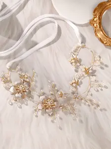 Women's Floral Hairband, Jasmine Princess Crown, Elegant Flower Headpiece for Weddings and Festivals, Bride and Bridesmaid Hair Accessory