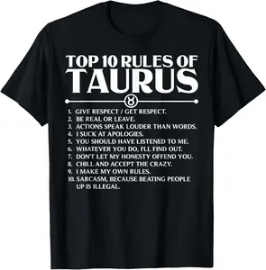 Cotton(pure) Horoscope Symbols Astrology Sign Top 10 Rules Of Taurus T-Shirt