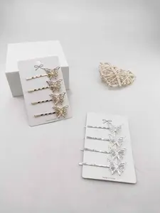 Elegant Butterfly Hair Clips Set of 4, Metal Material, Hollow Design, Perfect for Parties, Beaches, Travel, Compact and Portable