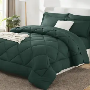 Size Comforter Forest Green - 7 a Bag King, for Seasons, with Down Alternative Comforter,, Pillowcases  Shams Luxury All-Season Marshmallow Set bed