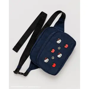 Hello Kitty x Baggu Embroidered Fanny Pack - Navy Blue Cartoon Pouch with Adjustable Strap & Recycled Material