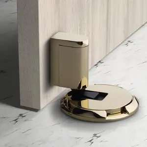 Windproof Door Stopper, Heavy Duty Doorstops, Height Adjustable Mechanical Door Catch Holder Keep Door Open, No Drilling with Screws and Adhesive, 1Pack, Gold