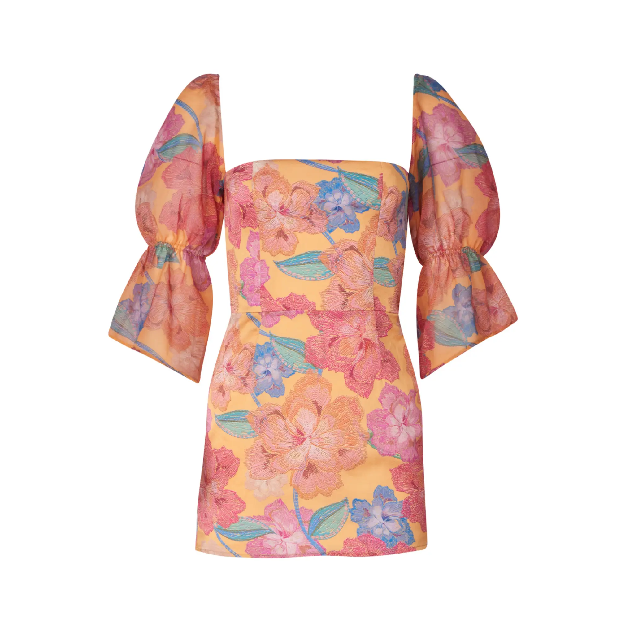 Camille Orange Bloom Mini Dress