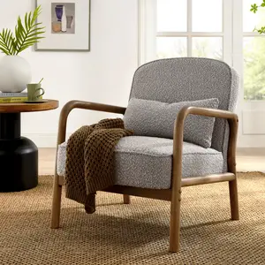 Charlie Boucle Upholstered Armchair in Taupe