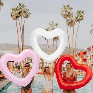Inflatable Heart-Shaped PVC Swimming Ring, Adult's Floating Water Toy, Solid //, Ideal for Watersports Parties