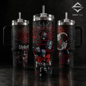 Slipknot Duality 40 oz Vacuum Insulated Tumbler with Handle & Straw Red Black Band Masks Lyric Graphic Keeps Drinks Hot/Cold 12H+, 18/8 Stainless Steel Travel Mug for Nu-Metal Fans & Metalheads Dark Aesthetic Merch Gift