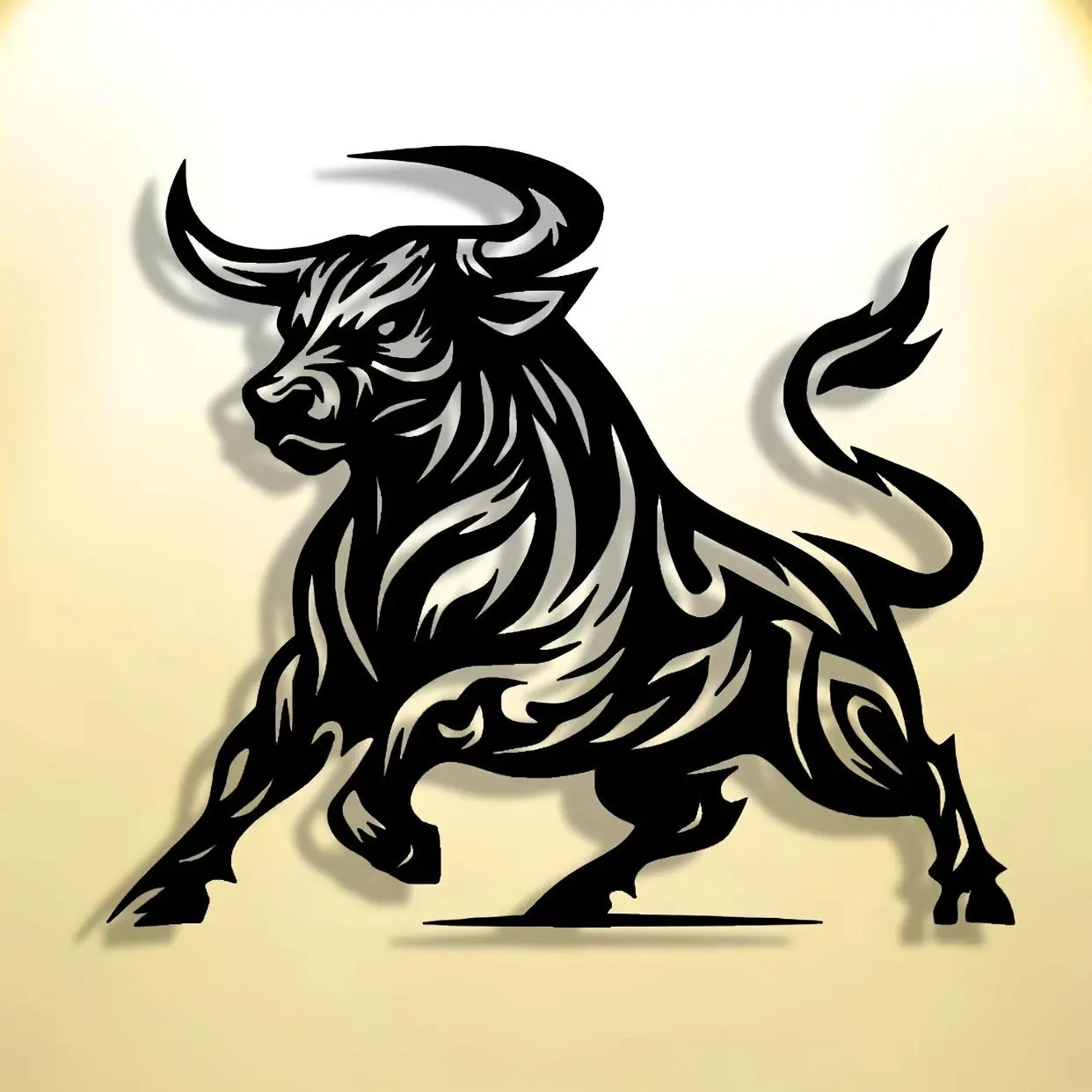 Bull Head Design Wall Art, Modern Artistic Metal Wall Decor, Wall Hanging Decor for Home Living Room Bedroom Office, Home Decor, Poster