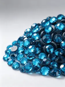2880pcs Handmade Peacock Blue Hot Press Flat Back Crystal Drills, Nail Art DIY Accessories, Perfect for Elegant Nail Design Creators