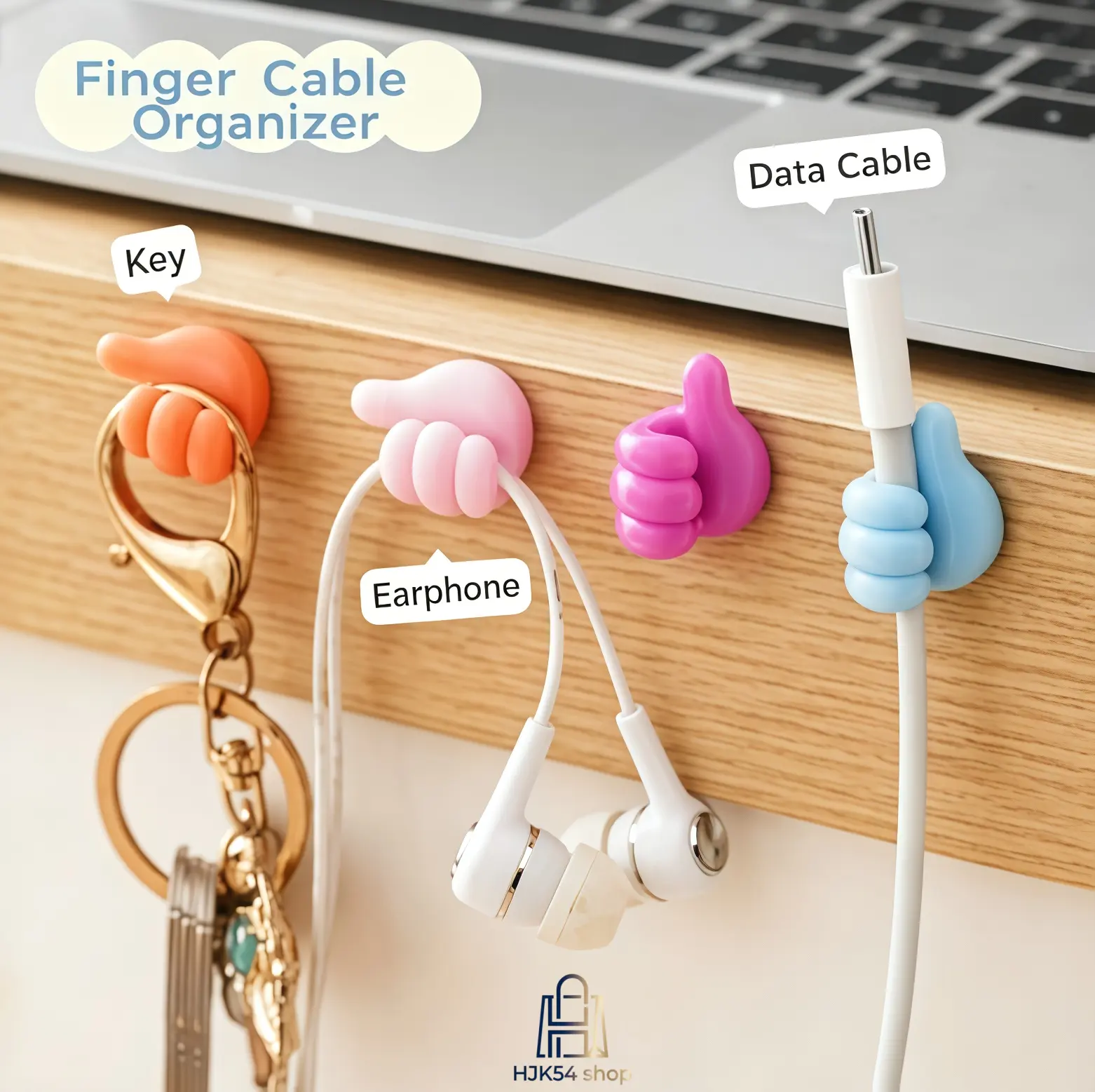 20pcs Thumbs-Up Silicone Cable Organizer Hooks - Self-Adhesive No-Drill Cable Attachments, Charging Cord Holder for Desktop Accessory, Office Accessories Multi Purpose Organizer