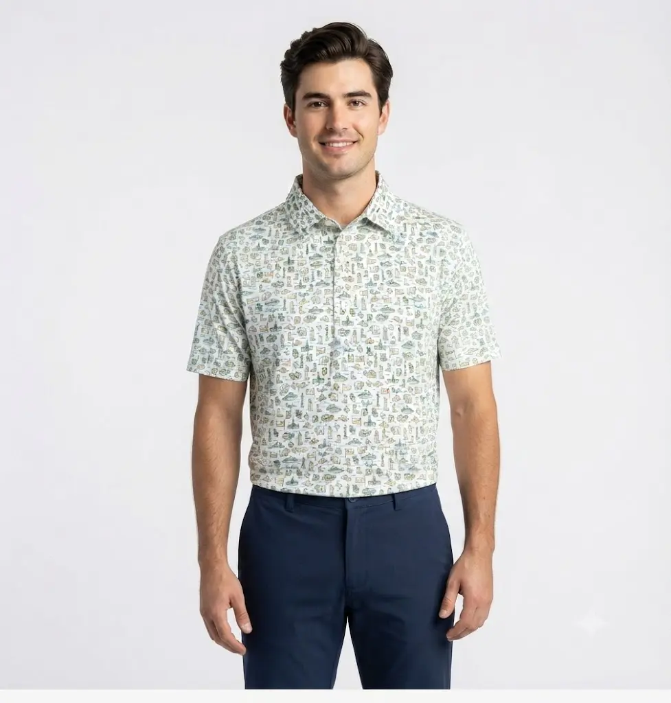 The Baylor College Town Men's Short Sleeve Collegiate Polo, Polo Golf 3D, Style 3D Golf, Gif For Him