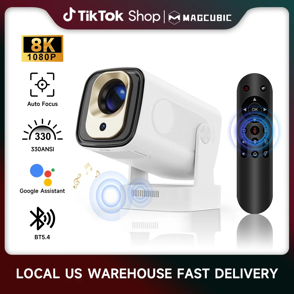 [US warehouse] Magcubic Auto Focus HY310 Projector 330ANSI Google Assistant 8K Decode Native 1080P BT5.4 WIFI6 Android 14 Built-in Speaker Allwinner H726 60Hz Reflash Home Cinema Mini Portable Projector Wireless Local #SummerFinds #DealsForYouDays