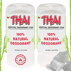 2-PACK Thai Deodorant Stones - Clinically Tested - Crafted in USA - Dermatologist Approved Natural Crystal Salt Odor Protection for Men, Women & Teens