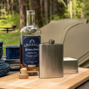 ASR Outdoor Stainless Steel Hip Flask 6 Oz Capacity Screw Cap for Camping Hiking