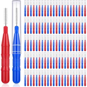120Pcs 2 Sizes Interdental Brushes 360° Bendable Soft Bristles Braces Dental Brushes for Between Teeth Gum Oral Teeth Cleaning Tool