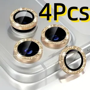 4-Piece Scratch-Resistant Lens Screen Protector for iPhone 17/16/15/14/13/12/11 - Glitter Lens Screen Protector - Beautiful and Practical