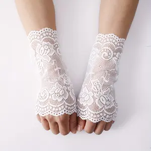 1 Pair Summer Thin Elastic Lace Wrist Guard for Women, Sun Protection Short Fake Sleeve for Scar and Tattoo Covering