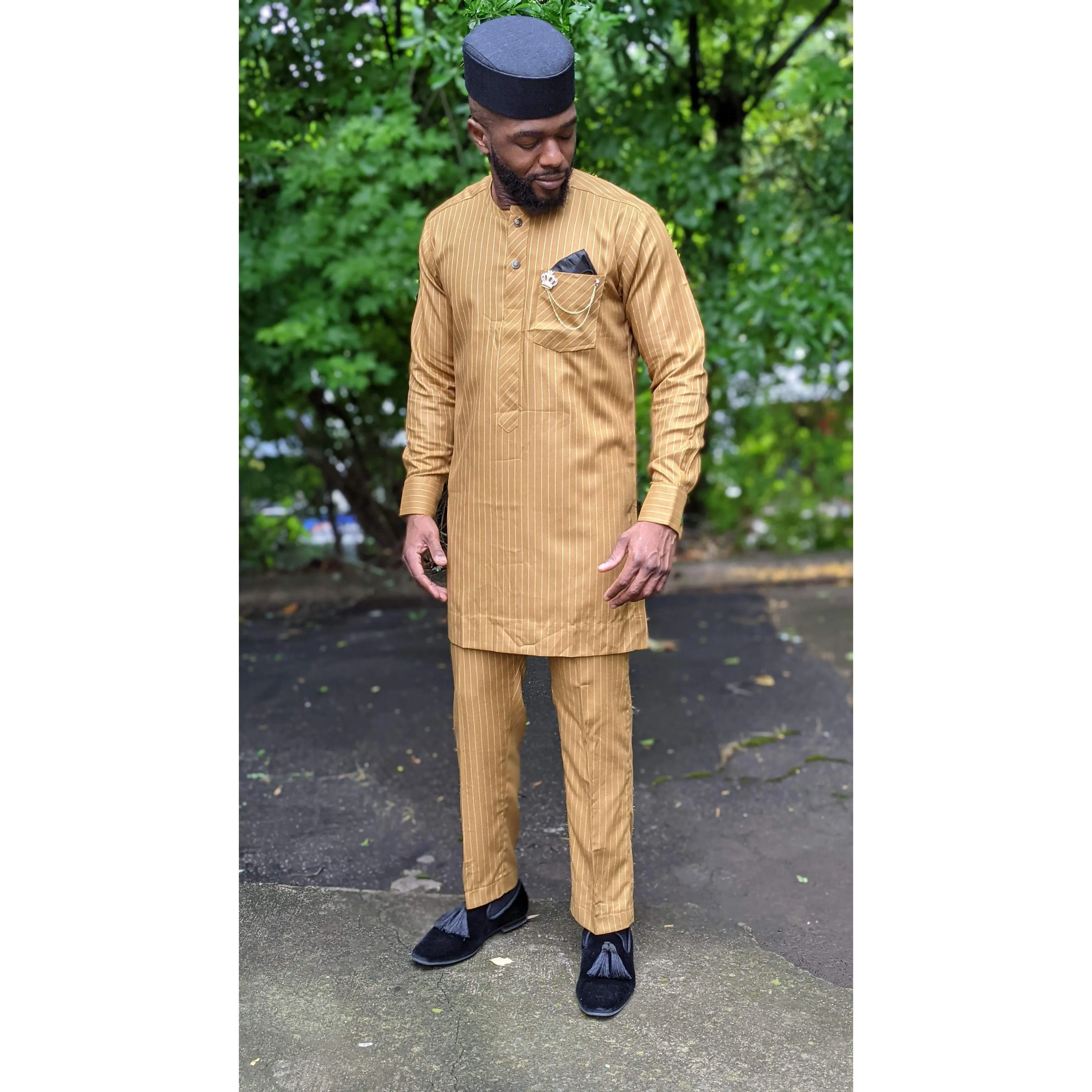 Odamo Gold and Ivory African Senator Suit for men-DPSM425