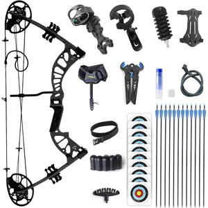 Youth Compound Bow and Arrow Set Shooting Hunting Adjustable 15-45 LBS Youth and Beginner Archery Set