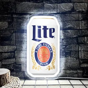 Miller Lite Beer Led Neon Sign  for Wall Decor, Neon Lights for Bedroom Led Signs Suitable for Man Cave Bar Pub Restaurant Christmas Birthday Party Gift Led Art Wall