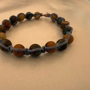 Brown with blue hemp bracelet