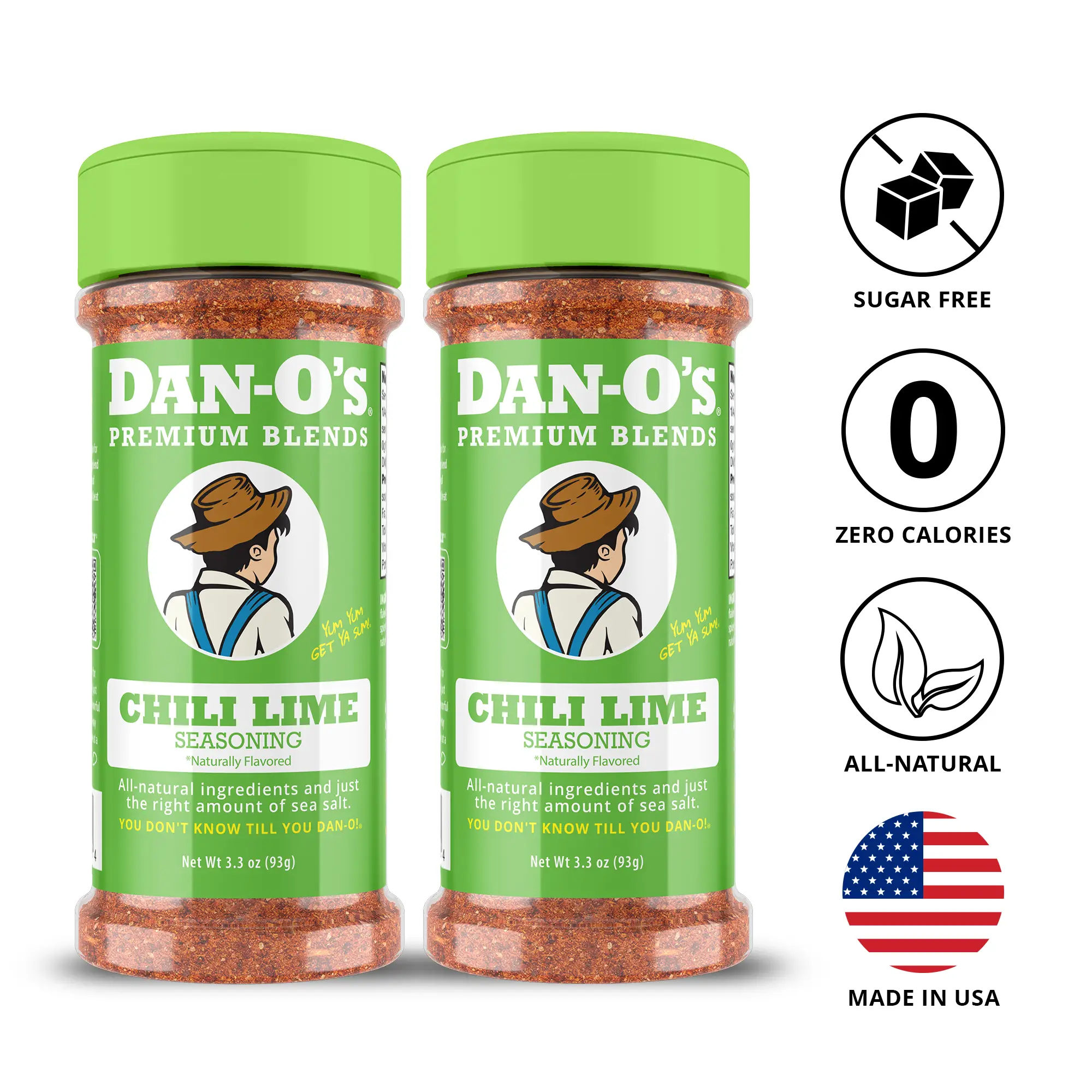 Dan-O's Seasoning Chili Lime - Small Bottle 2 pack (3.3 oz) - All-Purpose Seasoning great on meats and veggies