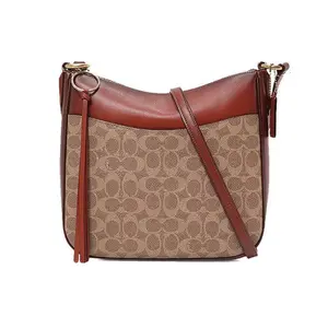 Coach Chaise 28 Classic Monogram Canvas and Leather Crossbody Bag for Women in White and Khaki
