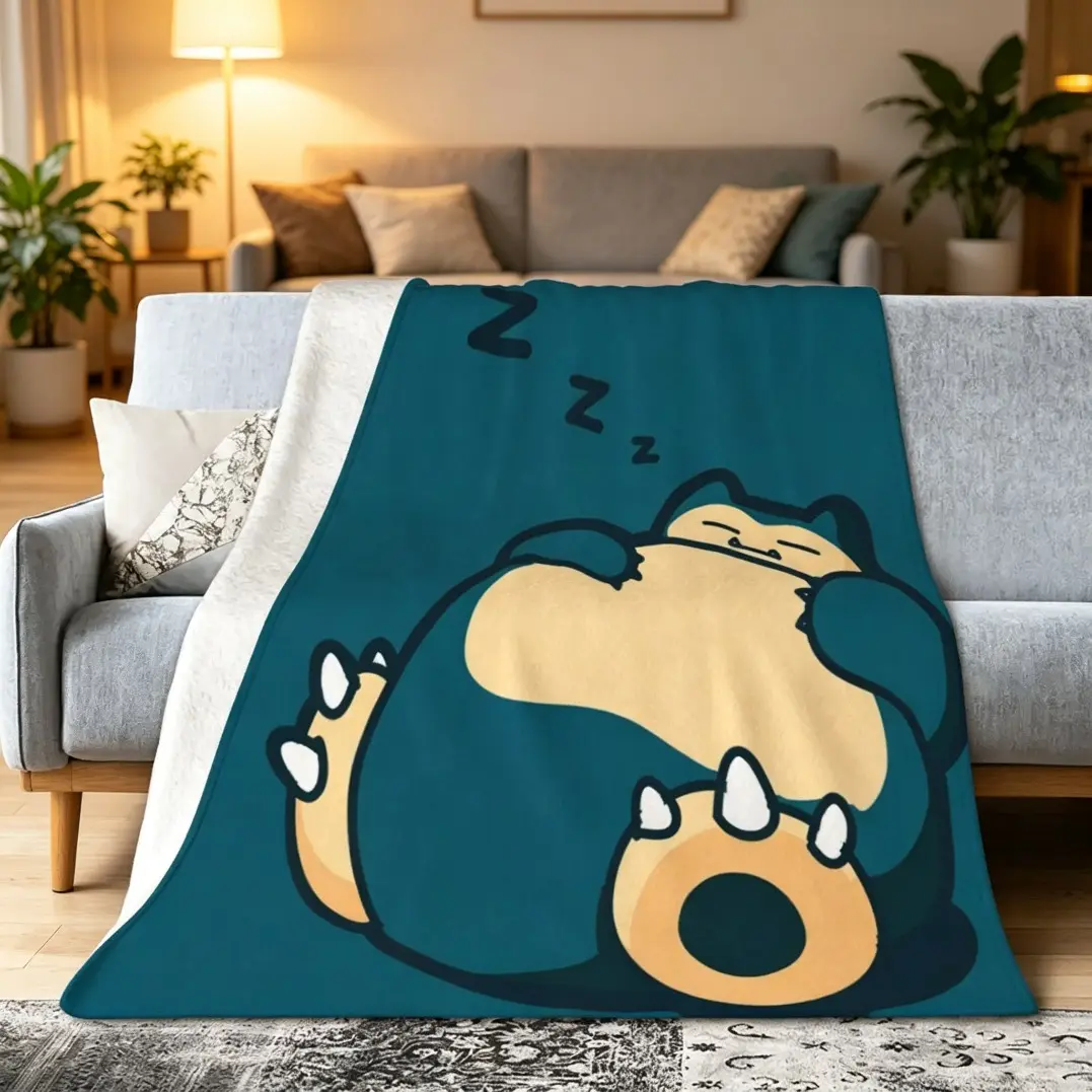 Snorlax Cartoon Flannel Fleece Blanket - Soft & Thin Ultra Air-conditioning Quilt, Cozy Throw Blanket for Kids, Boys & Girls, Perfect Gift for Travelling, Camping, Sofa & Bed adult children's blankets
