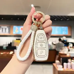 Fashion  Car Key Case With Key chain, TPU Car Key Cover For Ford Focus 3 4 ST Mondeo MK3 MK4 Fiesta , Car Key Cover with Key Chain，women Gift, Key Fob Shell