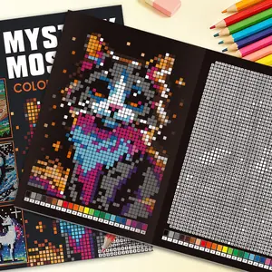 Digital coloring mosaic picture book, children's puzzle decompression hand-drawn manuscript, creative painting book to improve concentration