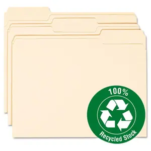 212 MAIN 100% Recycled Manila Paper File Folders, 1/3 Cut 1-Ply Top Tab, Letter Size, 100 per Box