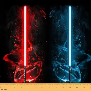 Lightsaber Upholstery Fabric by The Yard,1 Yard,Red Blue Tie Dye Reupholstery Fabric,Neon Abstract Game Decorative Fabric
