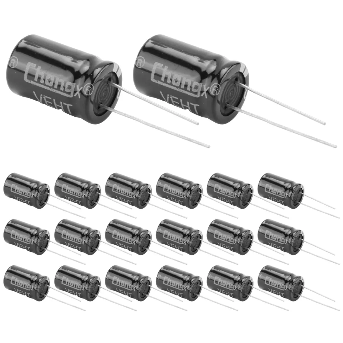 20 x Radial Lead Aluminum Electrolytic Capacitors - 13x21mm, 2200uF, 25V, 105°C, Polarized, Suitable for TV, Speaker, Computer Motherboard