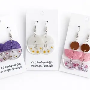 Hand Poured Resin Earrings with pressed flowers