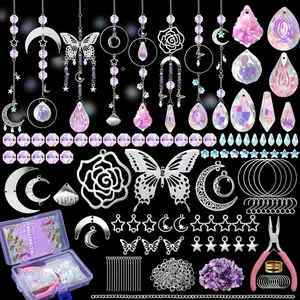 DIY Suncatcher Kit 400 count Sun Catchers Making Kit Supplies Crafts Suncatcher Kits for Adults with Tutorial Hanging Prism Sun Catcher with  for Indoor Window Gifts Festival Decor (Butterfly)