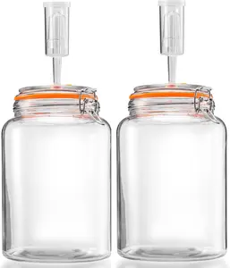 1 Gallon Fermentation Jars with Airlocks, Fermenting Kit for Sauerkraut, Kimchi, Kombucha and Pickles, 2 Pack
