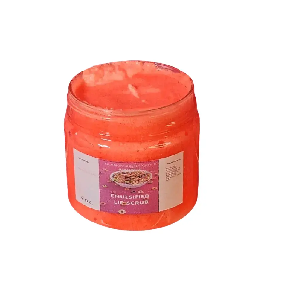 Handmade Fruit Loops Sugar Lip Scrub - All Natural Emulsified Formula with Shea Butter & Mango Butter, Silky Texture, Brightening, Scented for Hydrating Lip Exfoliation
