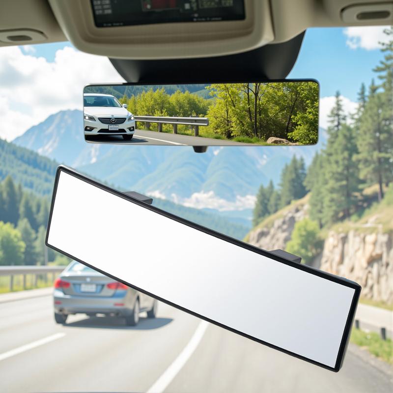 Rear View Mirror, Chrome Anti-glare PanoramicRear Mirrors Universal 12 Inch Convex CarInterior Clip on Extra Big Wide Angle RearviewMirror Extender to Reduce Blind Spot for CarSUy Trucks																	