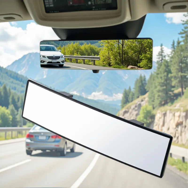 Rear View Mirror, Chrome Anti-glare PanoramicRear Mirrors Universal 12 Inch Convex CarInterior Clip on Extra Big Wide Angle RearviewMirror Extender to Reduce Blind Spot for CarSUy Trucks																	