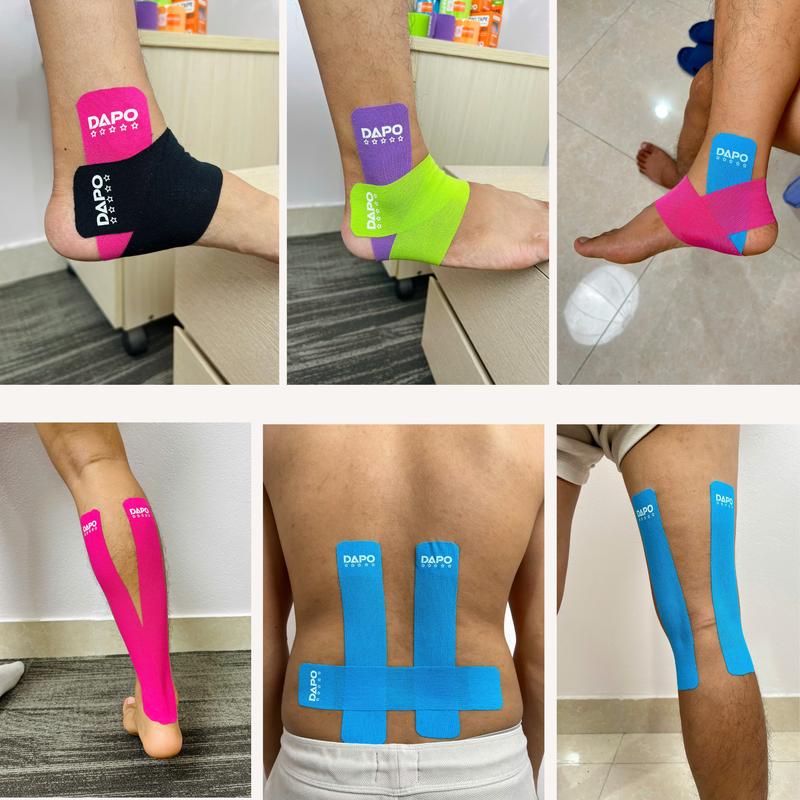 Dapo Kinesiology Tape, muscle support tape, sports tape, flexible sports tape, for wrapping knees and ankles, 20 pre-cut pieces, 5cm x 25cm.