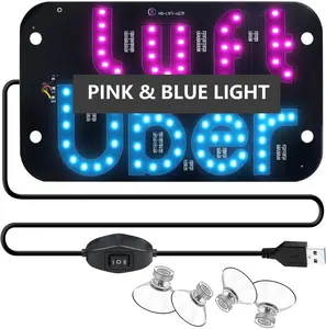 uber LED car Sign, 7.5 x 4.5 inches, for lyft & Taxi windshields, with Suction Cups, Dual-Color Conversion, TaxiSign LED Windshield Light, LED car Sticker