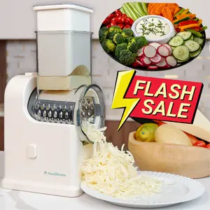 AzulHome Electric Rotary Grater 5-In-1 Multi-Functional Cheese Grater with Safe Design Stainless Steel Blades Easy-to-Use Features in Kitchen Vegetable Cutting Slicer Fruit Vegetable Slicer Vegetable Fruit Cutter