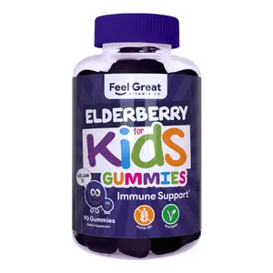 Feel Great Kids Elderberry Gummies with Zinc and Vitamin C | Sambucus Elderberry Gummies | 90 Day Supply