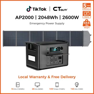 [DealsForYouDays][Camping Essentials 2026] Ctolity 2048wh Solar Generator 2400w Powerbank Lfp Battery & 200w Solar Panel Ups Portable Power Station Rv Energy Storage Road Trip Essentials Fast Charging Off Grid Living Battery Backup For Home tikt