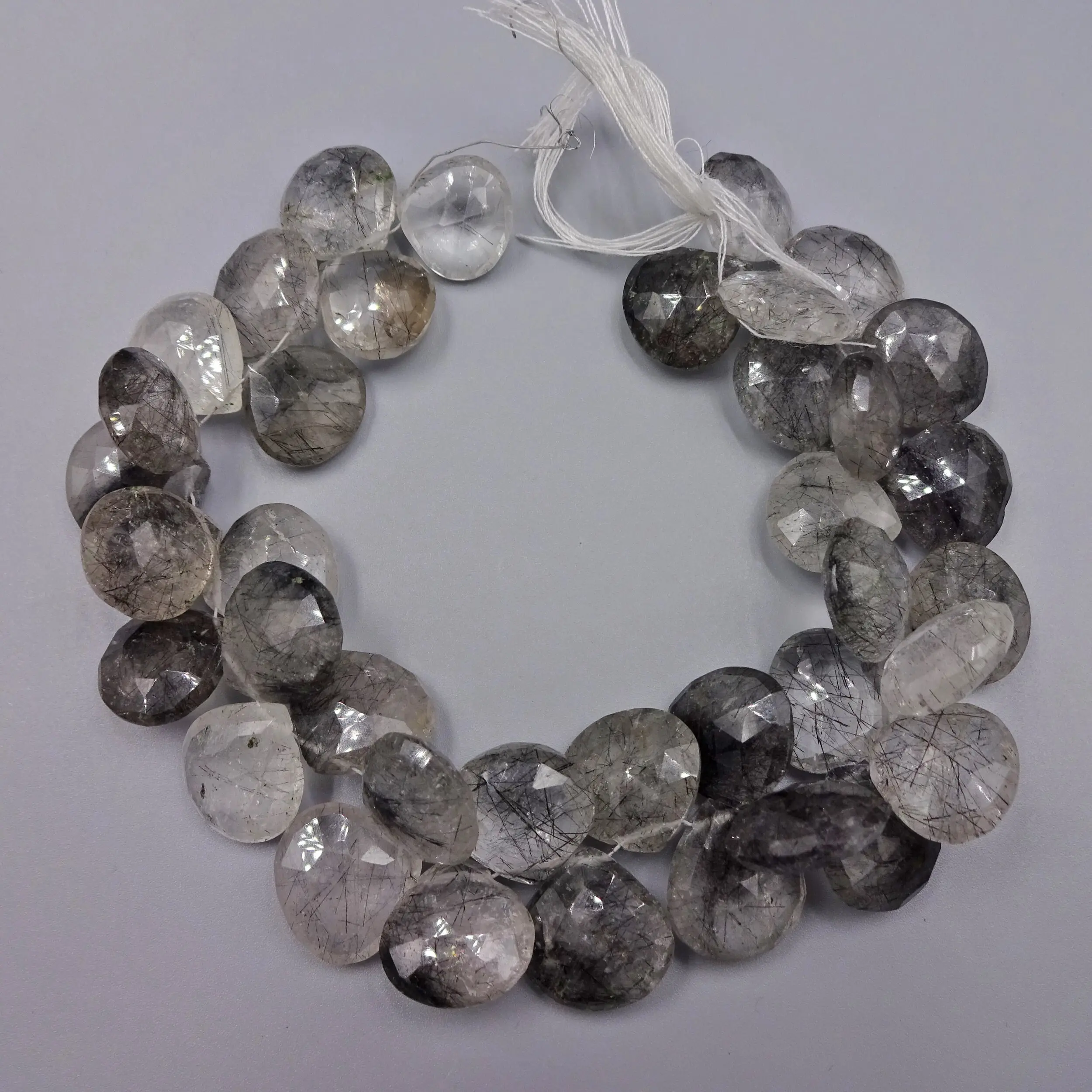 10"L Faceted Briolette Rutilated Quartz Beads 14-15MM
