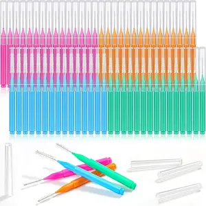 120Pcs Interdental Brush 4 Sizes Braces Brush Toothpicks with Soft Bristles 360° Bendable Floss Heads Dental Brushes Between Teeth Gum Braces Cleaning Kit Oral Tooth Cleaning Tool